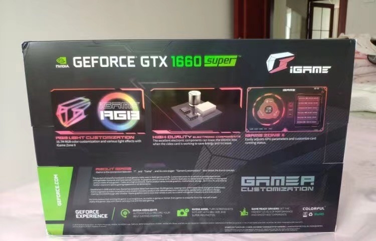 6G ETH Madencilik Rig Grafik Kartı 1785MHZ Renkli IGaMe GeForce GTX 1660 Süper Ultra